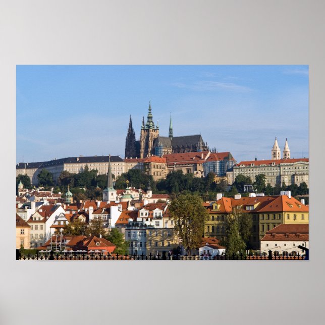 Poster Vista da cidade antiga e do castelo de Praga, Repú (Frente)