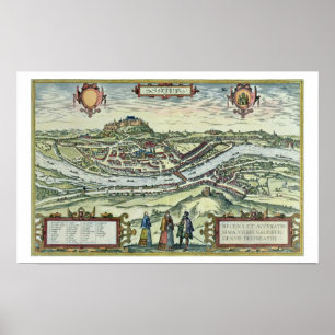 Poster Vista da cidade de Salzburg nos bancos do r