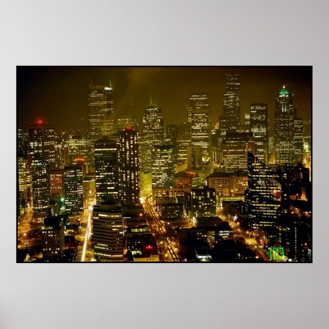 Pôster Vista da cidade de Seattle (Frente)