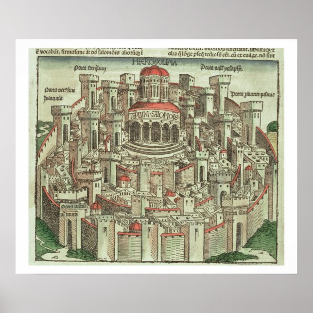 Pôster Vista da cidade murada de Jerusalém mostrando o T (Frente)