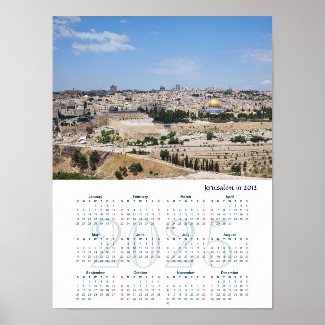 Poster Vista da Cidade Velha de Jerusalém em 2012, Israel (Frente)