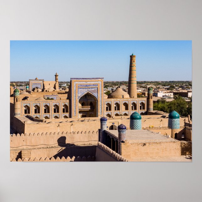 Poster Vista da Cidadela Kunya-ark - Khiva, Uzbequistão (Frente)