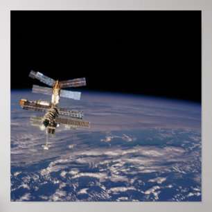 Pôster Vista da Estação Espacial de Mir do Shuttle Atlant