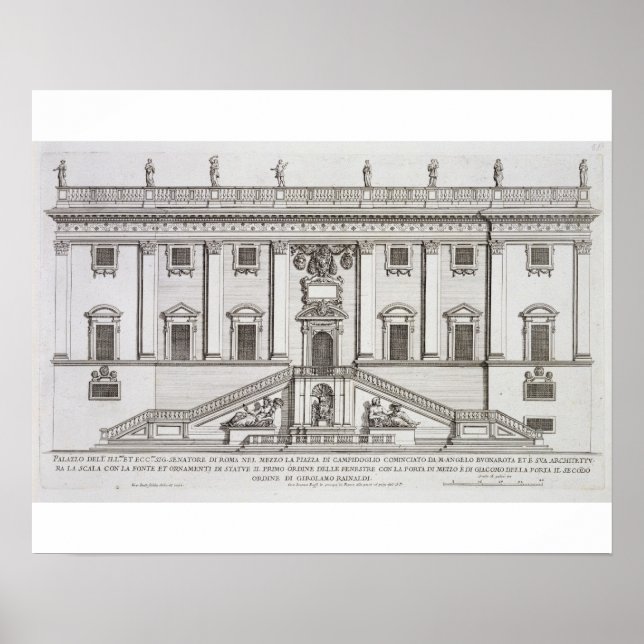 Poster Vista da fachada do Palazzo Senatorio em Piazza (Frente)