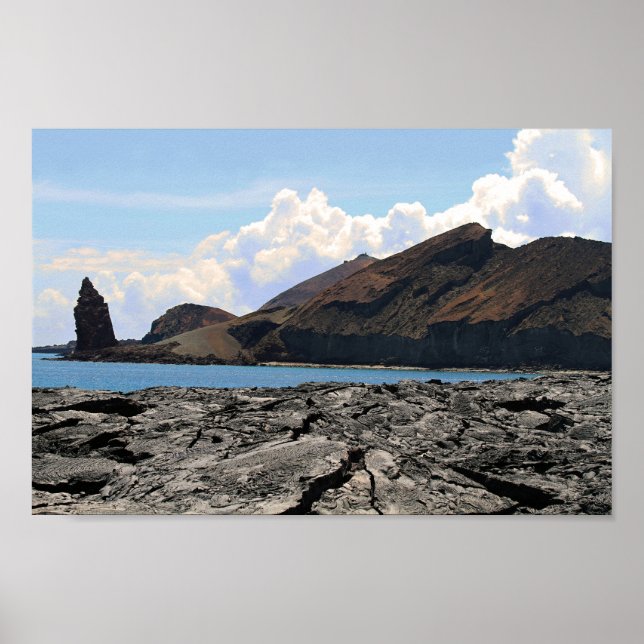 Pôster Vista da Ilha Bartolomeu nas Ilhas Galápagos (Frente)