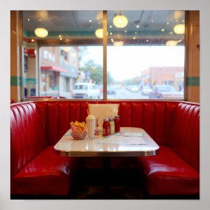 Poster Vista da Janela Diner Booth - Rua Vintage City