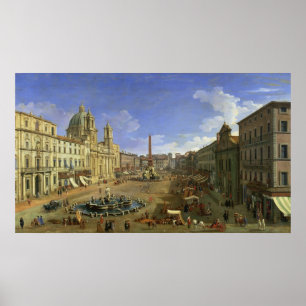 Poster Vista da praça Navona, Roma