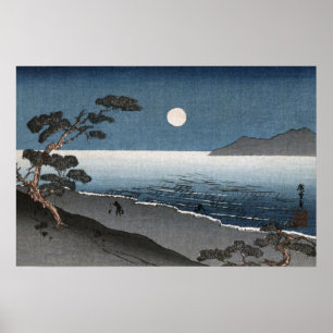 Poster Vista da Praia do Oceano do Nascer do Sol Japonês