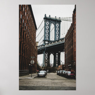 Poster Vista da Rua da Ponte de Brooklyn