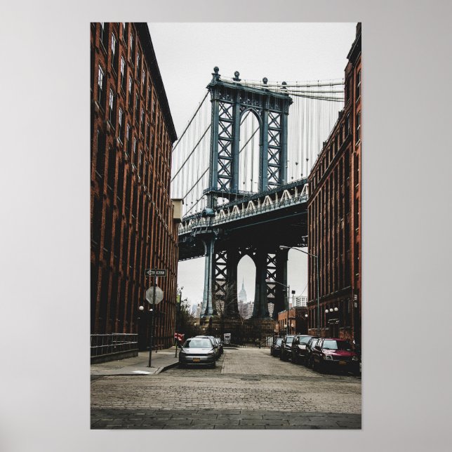 Poster Vista da Rua da Ponte de Brooklyn (Frente)