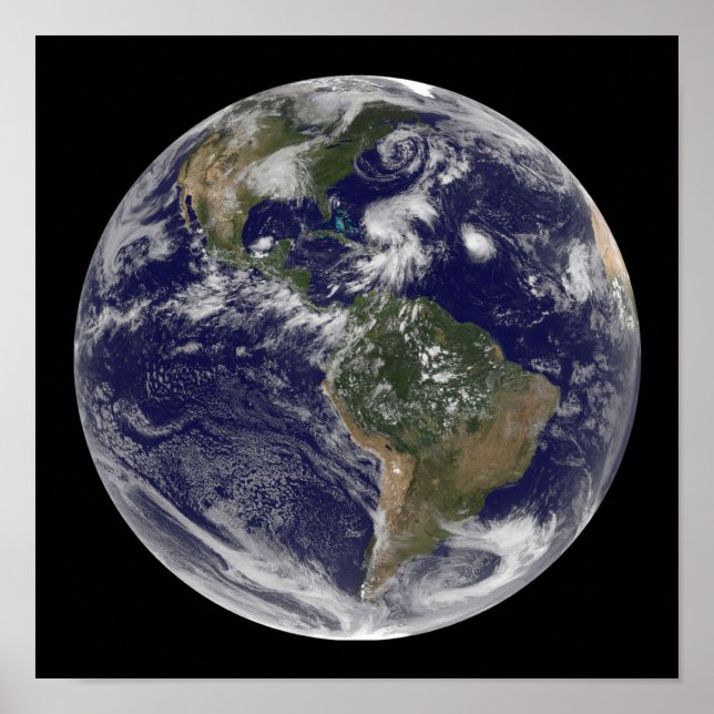 Poster Vista da Terra do cheio e quatro sistemas de tempe (Frente)