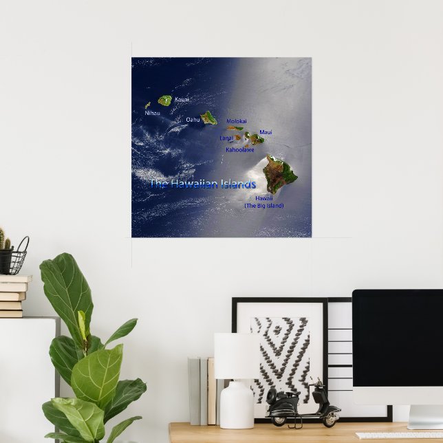 Poster Vista das Ilhas Havaianas (Escritório em casa)