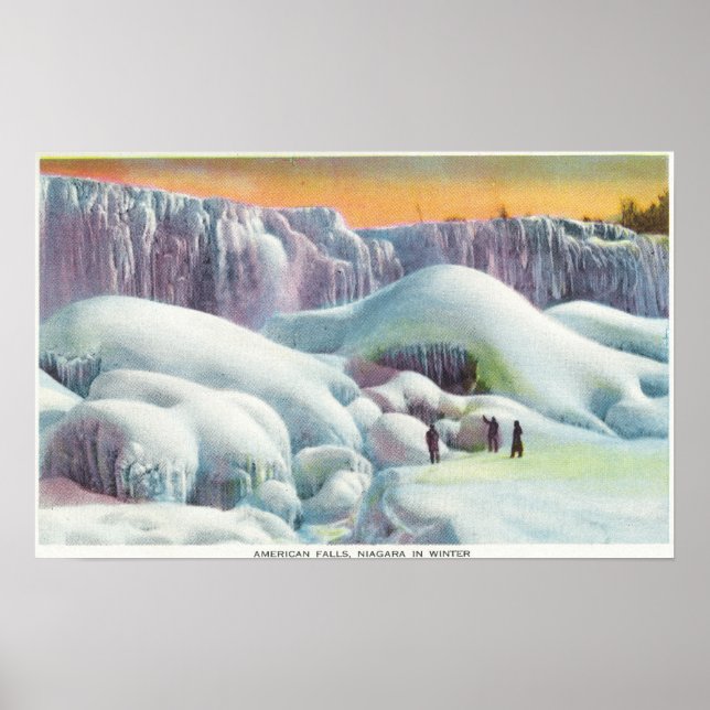Poster Vista das quedas americanas no inverno (Frente)