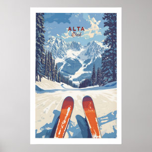 Poster Vista de Alta Utah Ski da Encosta - Panorâmico