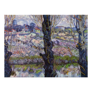 Pôster Vista de Arles Jardim Florido de Van Gogh