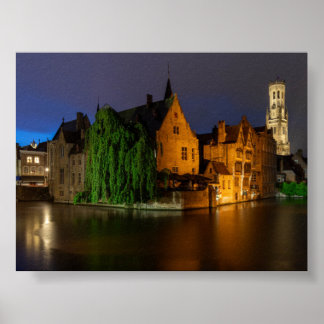 Poster Vista de Bruges à noite