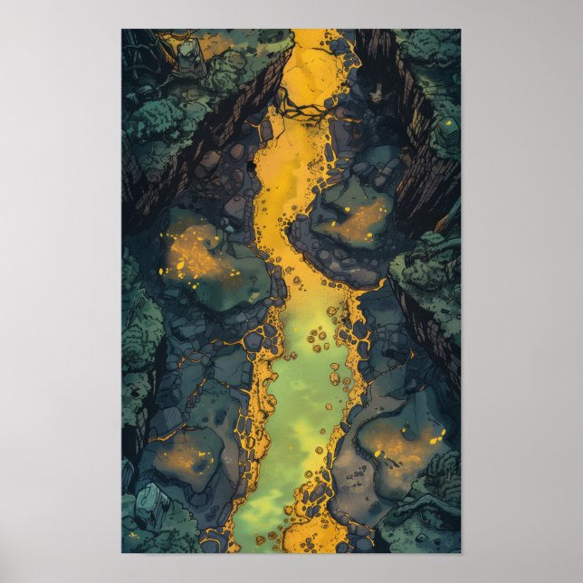 Poster Vista de cima para baixo da Caverna de Enxofre Che (Frente)