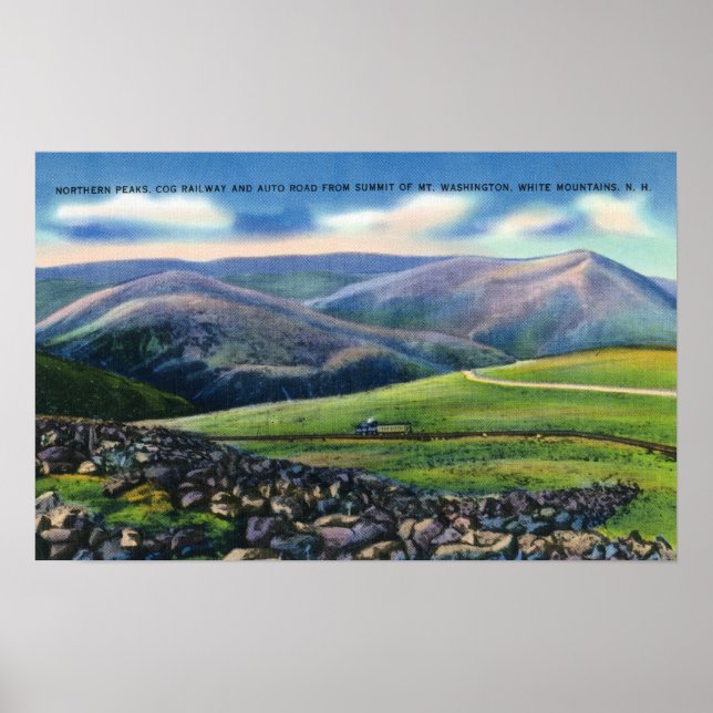 Pôster Vista de Cúpula do Caminho de Cog, Picos de Norte (Frente)