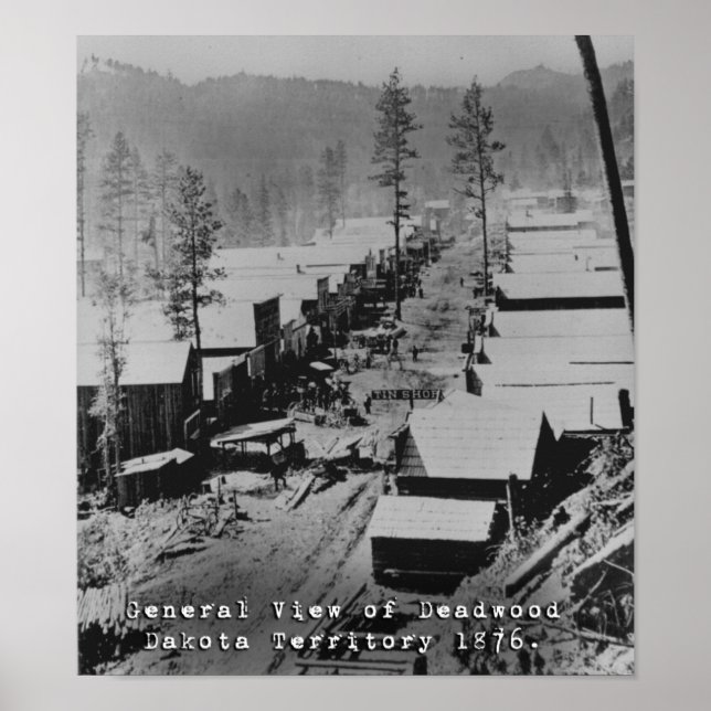 Pôster Vista de Deadwood SD em 1876 (Frente)