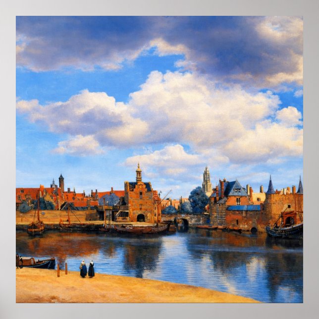 Poster Vista de Delft por Johannes Vermeer (Frente)