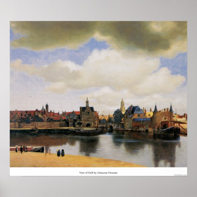 Pôster Vista de Delft por Johannes Vermeer (Frente)