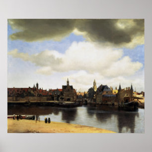 Pôster Vista de Delft por Johannes Vermeer