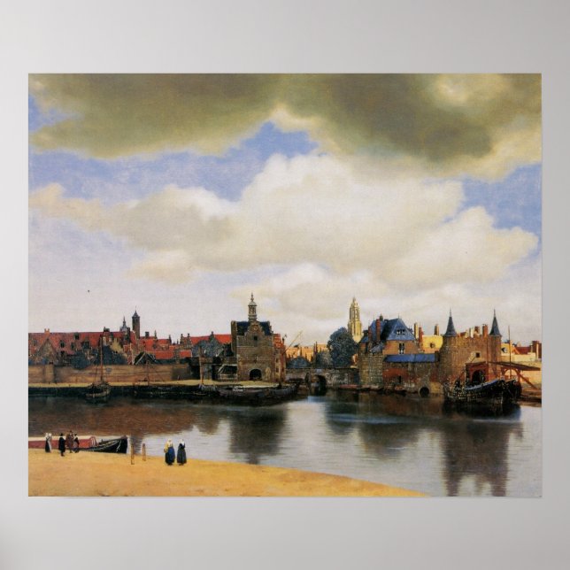 Pôster Vista de Delft por Johannes Vermeer (Frente)