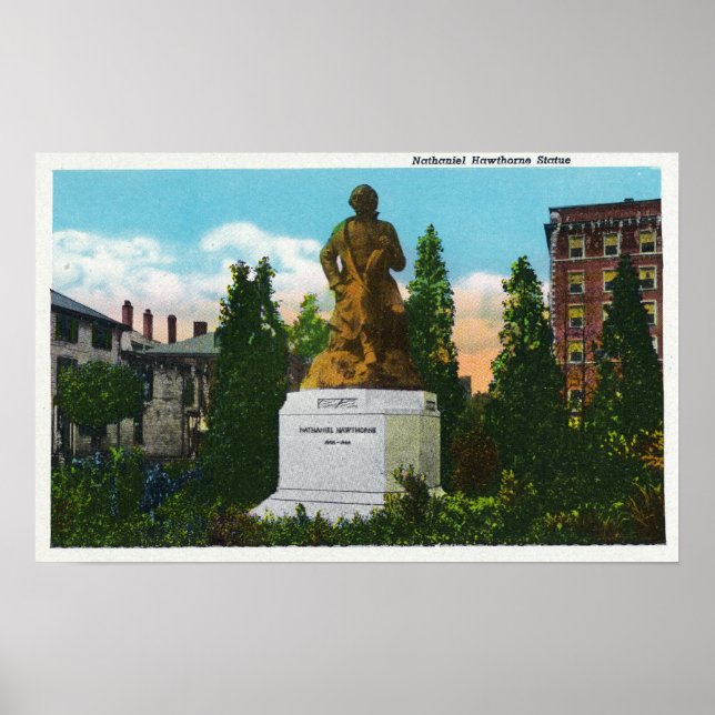 Poster Vista de Estátua de Nathaniel Hawthorne (Frente)