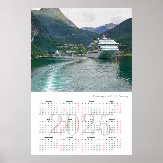 Poster Vista de Geiranger em 2014, Noruega (Frente)