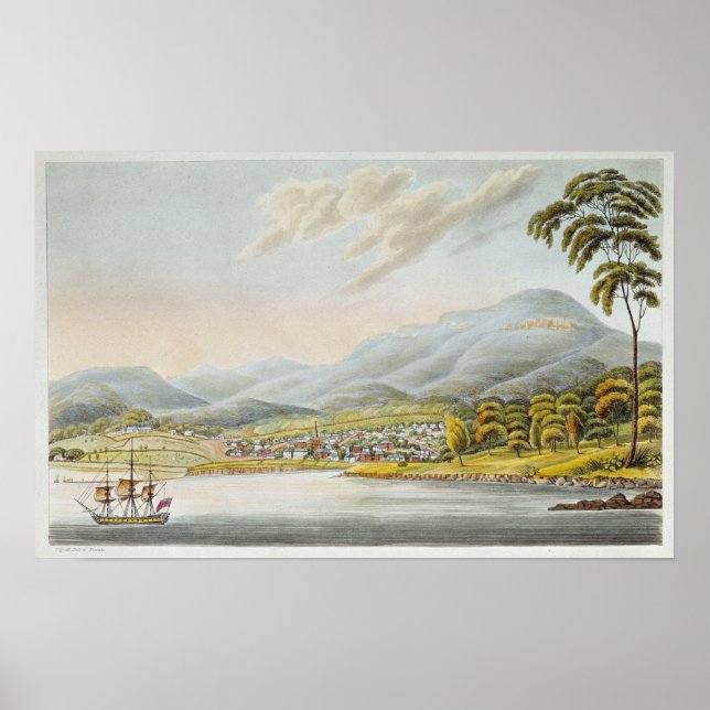 Pôster Vista de Hobart Town, 1824 (Frente)