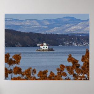 Poster Vista de inverno do farol de Esopus Meadows