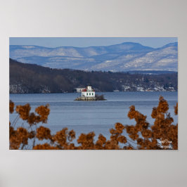 Poster Vista de inverno do farol de Esopus Meadows