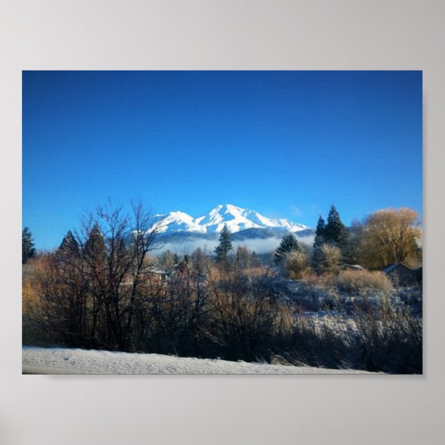 Poster Vista de inverno no Monte Shasta, CA (Frente)