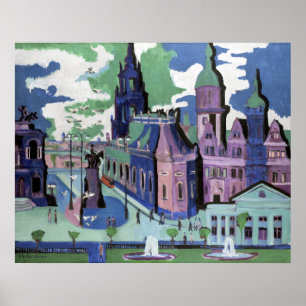 Poster Vista de Kirchner da Dresden Schlossplatz Arte Fin