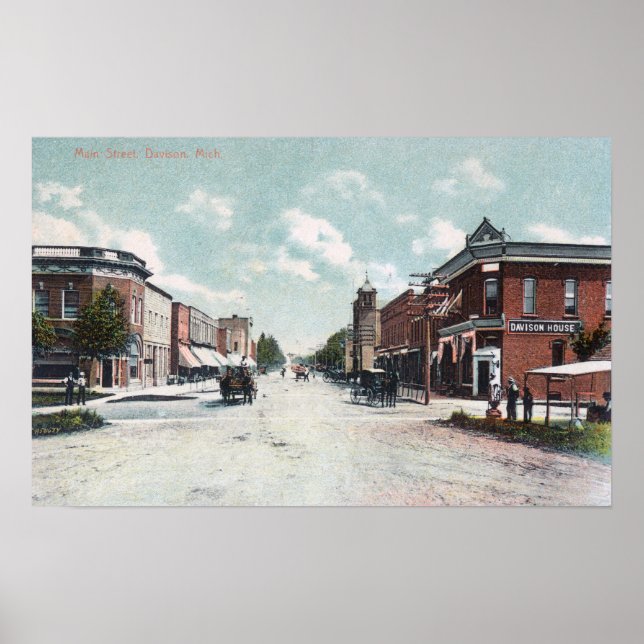 Poster Vista de Main StreetDavison, MI (Frente)