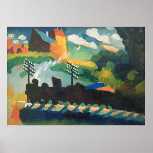 Poster Vista de Murnau com ferrovia e castelo de Wassily