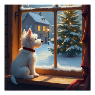 Pôster Vista de Natal do West Highland White Terrier