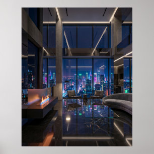 Poster Vista de Penthouse Futurista de Luxo