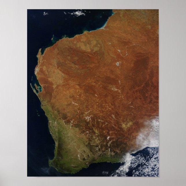 Poster Vista de satélite da Austrália Ocidental (Frente)