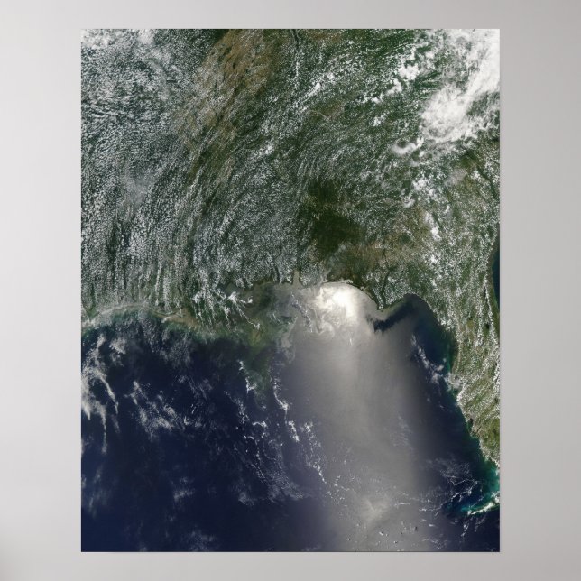 Pôster Vista de satélite de um derramar de petróleo (Frente)
