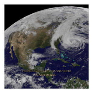 Pôster Vista de Satélite do Furacão Sandy