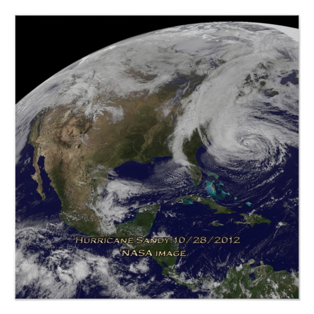 Pôster Vista de Satélite do Furacão Sandy (Frente)