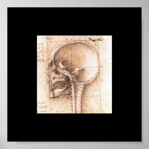 Pôster Vista de um crânio por Leonardo da Vinci C. 1489