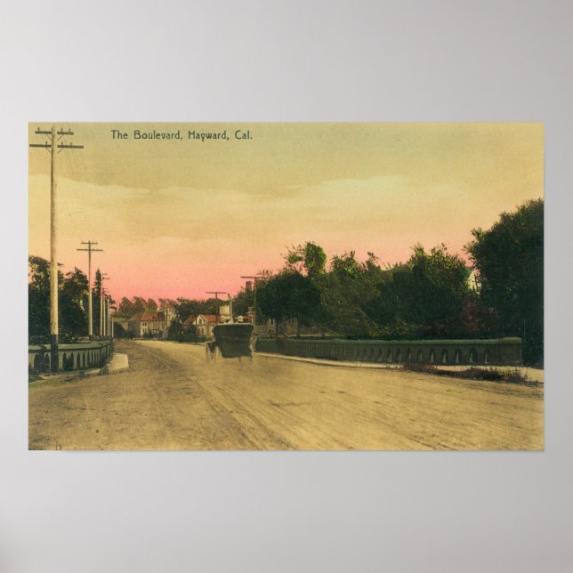 Poster Vista de um Ford Modelo-T no Boulevard (Frente)