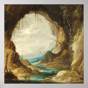Poster Vista de um Grotto - David Teniers Fine Art