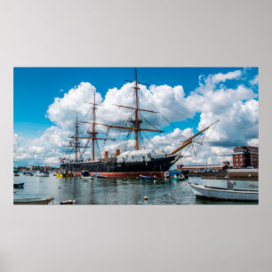 Poster Vista de um morcego ribeirinho vitoriano histórico