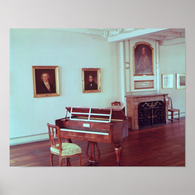 Poster Vista de um quarto com piano de cauda (Frente)