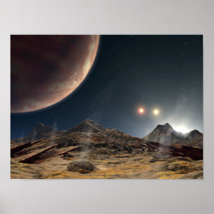 Poster Vista de uma lua hipotética na órbita