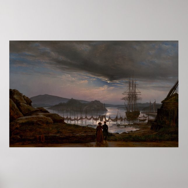 Poster Vista de Vaekero perto de Christiania por J.C Dahl (Frente)