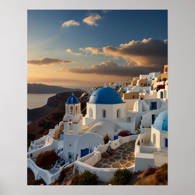 Poster Vista deslumbrante de Santorini (Frente)